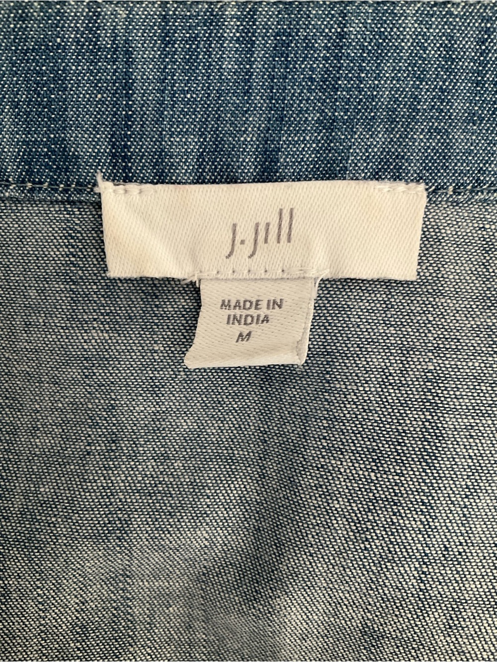 J. Jill Blue Medium Embroidered Open-Front Denim Chambray Jacket - Picture 6 of 10
